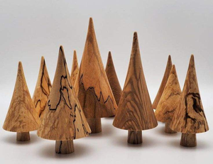 Sapin de Noël artisanal en bois massif de style vintage pour la décoration des fêtes - Taille et forme personnalisables - Product Image 5