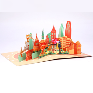 Wholesale 3D Pop Up <b>Card</b> Love Story In San Francisco Custom Love Travel 3D Greeting <b>Card</b> Offset Printing Special For Love Couple - Product Image 4