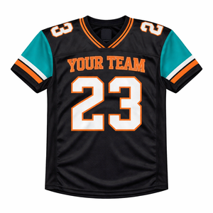 เสื้อฟุตบอลอเมริกันแบบสั่งทำ OEM ผ้าโพลีเอสเตอร์แห้งเร็ว ระบายอากาศได้ดี พิมพ์ลายแบบ Sublimation ชื่อและหมายเลขผู้เล่น แบบ Unisex - Product Image 1