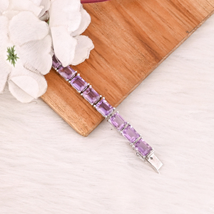 Luxury Purple <b>Amethyst</b> Tennis <b>Bracelet</b> Handmade 925 Silver Unisex Jewelry for Wedding Party Gift - Product Image 2