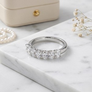 1.00CTW Oval Cut Diamond Half Eternity <b>Ring</b> Prong <b>Set</b> Solid <b>Gold</b> Anniversary Wedding Band Stackable Fine Jewelry for Women - Product Image 3
