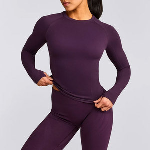 Ropa Deportiva ODM para Mujer, Camiseta de Compresión de Manga Larga para Running y Fitness, Diseño Elástico en Cuatro Direcciones, Puños con Orificio para el Pulgar, Lisa - Product Image 1