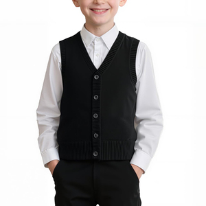 Pull sans manches en tricot à col en V pour garçons et filles, uniforme scolaire, gilet en tricot unisexe pour enfants - Product Image 1