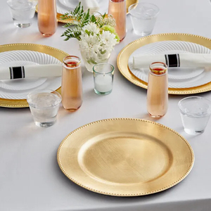 Assiette de Présentation Ronde en Métal Doré, Design Glamour Poli et Solide, Durable pour la Décoration de Table de Mariage, Assiette et Plat au Look Admirable - Product Image 1