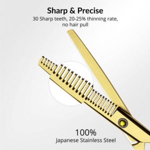 กรรไกรตัดผมสีทอง ปลายทู่ ด้ามยาว สำหรับคนถนัดขวา ใบมีดสแตนเลส - Product Image 3