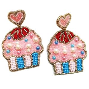 Pendientes Colgantes de Plata con Cuentas de Vidrio Bordadas en Forma de Flor, Inspirados en la Naturaleza, Hechos a Mano, Ecológicos y de Moda - Product Image 1