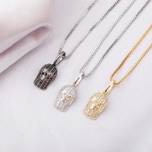 925 Silver Mask Pendant Zircon Hiphop Jewelry Gift <b>Iced</b> <b>Out</b> Moissanite Pendants Charm Gold Bling Cuban Link <b>Chain</b> Mens Womens - Product Image 1