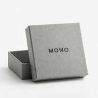 Boîte à parfum de style industriel minimaliste, en carton texturé gris béton, doublée d'éponge, personnalisée, noire, gaufrée, portable