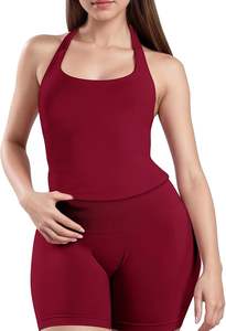 Ensemble de sport pour femme : Soutien-gorge de compression, haut court dos nu en tissu Spandex, et legging long. Haute qualité, anti-transparence, ajusté. - Product Image 3