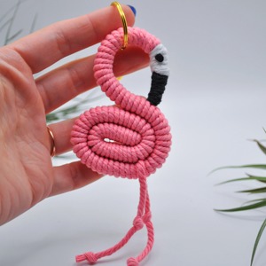 Stylish Ostrich Macrame Keychain Cotton Rope Bird Charm Perfect for <b>Bags</b> <b>Keys</b> Purse Aesthetic Gift Item Decorative Object - Product Image 6