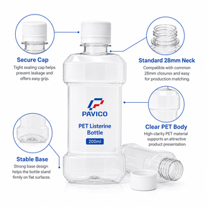 Wholesale <b>200ml</b> PET Mouthwash Packaging <b>Bottle</b> Clear or White Empty Oral Care Container OEM Vietnam Manufacturer - Product Image 5