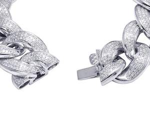 Classic 925 Silver Chain Link <b>Bracelet</b> Bezel Set With Clear Stones Unisex Everyday Wear Jewelry - Product Image 2