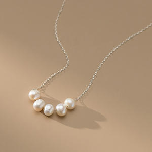 Collar de Perlas de Concha de Plata 925 Nalan, Edición Coreana, Cadena de Clavícula con Caja Geométrica D0007, Estilo Moderno, Perla Sintética Chic - Product Image 3