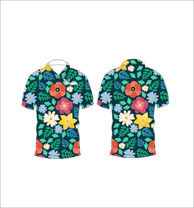 เสื้อโปโลลายดอกไม้ฮาวายแบบกำหนดเอง ระบายอากาศได้ดี น้ำหนักเบา เหมาะสำหรับทีมกอล์ฟ แขนสั้น พิมพ์ลายแบบซับลิเมชั่น เสื้อผ้าสำหรับกิจกรรมกลางแจ้งแบบทรอปิคอล - Product Image 1