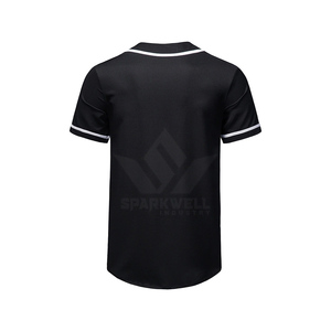Men's Black Baseball Jersey Short Sleeve Button Front Solid Color Polyester Moisture Wicking <b>Sport</b> <b>Apparel</b> for Adults - Product Image 2