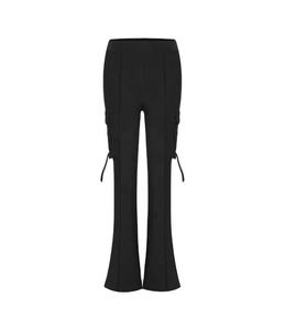 Pantalones de entrenamiento de cintura alta para mujer, pantalón informal con bolsillo y solapa lateral - Product Image 1