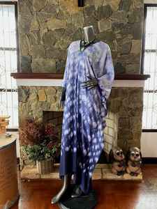 ชุดเดรสคาฟทันผ้าเรยอนอินดิโก้ชิโบริ ลายมัดย้อม ไซส์พลัส ชุดลำลอง ชุดชายหาด - Product Image 4