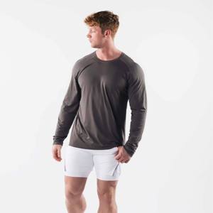 Camiseta de Manga Larga para Hombre, Cuello Redondo, Corte Regular, Color Sólido, Informal, de Algodón Tejido Transpirable - Product Image 4