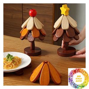 Alfombrilla Aislante de Calor de Madera en Capas con Diseño de Árbol, Protector de Mesa para Ollas Calientes, Utensilios de Cocina y Servicio de Comedor para Uso Doméstico - Product Image 6