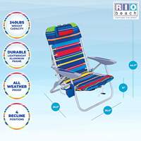 Chaise de plage pliante Huy Gia ADV-B1 à 4 positions avec suspension à lacets, en acier inoxydable et tissu Oxford, design moderne, multicolore, pour l'extérieur