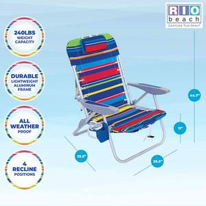 Silla de Playa Plegable Huy Gia ADV-B1 con 4 Posiciones de Suspensión y Cordones, Acero Inoxidable, Diseño Moderno Oxford, Multicolor, para Exteriores - Product Image 3