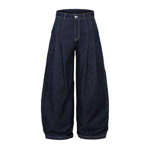 Custom <b>Men's</b> Relaxed Fit Denim <b>Jeans</b> Lightweight Polyester/Cotton Casual <b>Drawstring</b> Closure Wholesale Reasonable Price - Product Image 4