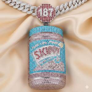 Joyería Hip Hop Personalizada, Diseño 3D CAD, Collar con Colgante de Lujo con Moissanita, Plata 925 con Baño de Rodio - Product Image 1