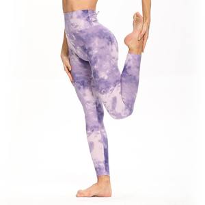 เลกกิ้งผู้หญิงเอวสูงระบายอากาศได้ดีสำหรับวิ่งออกกำลังกาย แห้งเร็ว ลายมัดย้อม - Product Image 2