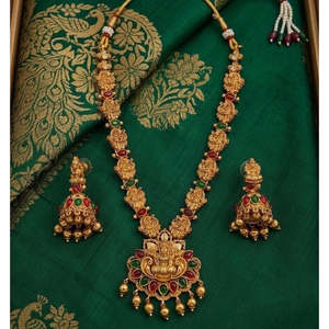 Ensemble de collier long en pierre et perles de style temple Heritage, bijoux de mode 10575504PGR - Product Image 3