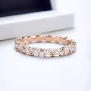 แหวนวงนิรันดร์ประดับเพชรคิวบิกเซอร์โคเนีย ดีไซน์ทันสมัย เงินแท้ 925 ชุบทองคำสีกุหลาบ ทรงปาเว่ เหมาะสำหรับผู้หญิงในวันครบรอบ - Product Image 6