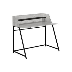Scrivania Moderna Contemporanea da 48 Pollici per Ufficio Domestico con Ripiani Portaoggetti, Laminato Grigio e Metallo Nero per Lavoro con Laptop - Product Image 2