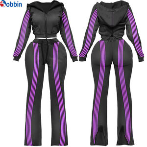 Conjunto Deportivo de Dos Piezas para Mujer, Sudadera con Capucha y Cierre, Pantalones Deportivos Anchos, 100% Algodón Ecológico, Corte Regular, con Logotipo Personalizado - Product Image 3