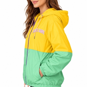 <b>Women</b> Hooded <b>Windbreaker</b> <b>Jacket</b> Casual Outerwear Ribbed Bottom Long Sleeves Side Pockets Casual Fit Lightweight Windproof - Product Image 3