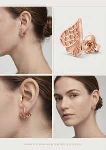 Boucles d'oreilles tendance pour femmes, couleur or rose, plaqué or, zircon, ailes, bijoux de mode - Product Image 2