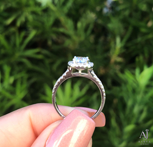Anillo de Compromiso de Plata de Ley 925 con Moissanita y Halo Ovalado, Perla de Agua Dulce, Chapado en Rodio/Oro/Oro Blanco, Estilo de Lujo - Product Image 3