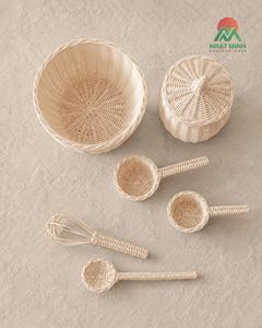 Ensemble de jouets de cuisine en rotin Nhat Minh pour enfants, outils de pâtisserie faits à la main avec bol, tasses à mesurer, cuillère, fouet, unisexe, 2-4 ans - Product Image 6