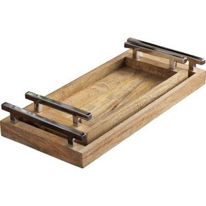 Bandeja Rectangular Rústica de Madera con Vetas Naturales para Servir Comida, Bebidas, Frutas, Aperitivos y Refrescos - Product Image 3