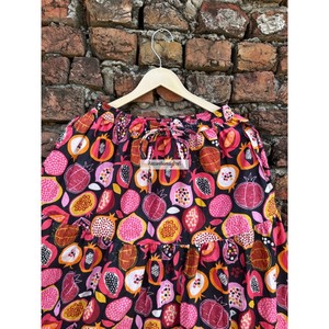 Falda Midi Larga Estilo Boho Gitano con Estampado de Frutas, Falda Maxi 100% Algodón, Falda de Verano para Mujer con Dos Bolsillos Laterales - Product Image 2
