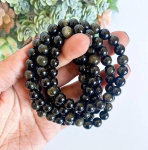 Natural Golden <b>Obsidian</b> <b>Bracelet</b> Black <b>Obsidian</b> Beaded <b>Bracelet</b> For Healing Reiki Energy Jewelry Wholesale 8mm - Product Image 5