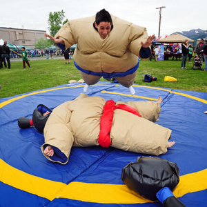 Inflatable Sumo Wrestling <b>Costume</b> Suit Adult Unisex Mascot <b>Costume</b> Sport Event Outfit <b>Red</b> Black Belt - Product Image 4