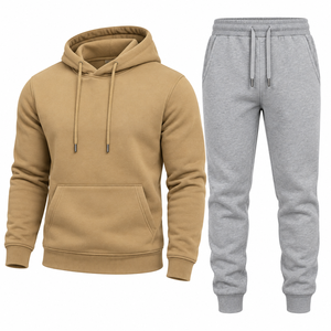 Ensemble sweat à capuche et pantalon de jogging pour homme, ensemble de survêtement uni 2 pièces, vêtements de sport décontractés, ensemble de survêtement assorti, vente en gros - Product Image 6