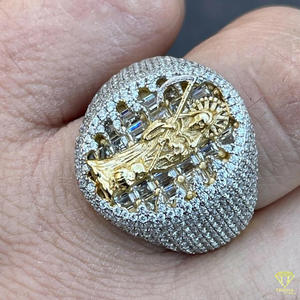 Anillo de Diamante Cultivado en Laboratorio con Diseño de San Jesús para Hombre, Oro Blanco, Religioso, Cristiano, Lujoso, Estilo Hip Hop, Anillo de Cóctel - Product Image 4