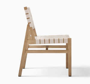 Juego de Comedor de Jardín de Madera de Teca Sólida, Diseño Tropical, Ecológico, Mesa Rectangular, Sillas con Correas de Cuerda, Acabado Natural, para Hotel - Product Image 4