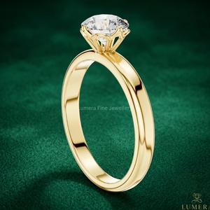 Anillo de Compromiso con Diamante Cultivado en Laboratorio, Corte Redondo, Certificado por IGI, Oro Amarillo de 9K, 10K, 14K, 18K, Anillo de Boda Solitario para Mujer - Product Image 3