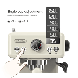 Macchina per Espresso PSH10Plus-WH 20 Bar, Macchina da Caffè Semi-Automatica, Preparazione a Freddo/Caldo 95°C, Vapore 135°C, Caffè Macinato 58mm - Product Image 3