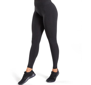 EAGLEWOOL Customized High Quality Tight Women's <b>Seamless</b> Knitted Breathable Mid Waist Thin Casual Jogging <b>Leggings</b> Black - Product Image 3