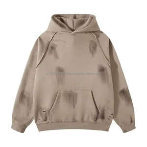 OEM sweat-shirt à capuche vintage délavé à l'acide avec poches sans ficelle pour hommes - Product Image 1