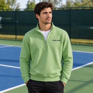 Sweat-shirt à col zippé pour homme avec un look sportif moderne, haut à manches longues pour la vente en gros de vêtements internationaux - Product Image 3
