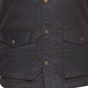 Veste de chasse en toile cirée, résistante à l'eau et au vent, marron, à capuche, pour le camping en plein air, avec logo brodé, veste de chasse pour homme - Product Image 4