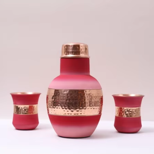 Bouteille d'eau en cuivre mat personnalisée avec émail, pour la salle de sport, le bureau, bouteilles en cuivre pur, bouteille en cuivre unique, InstantTraders - Product Image 1